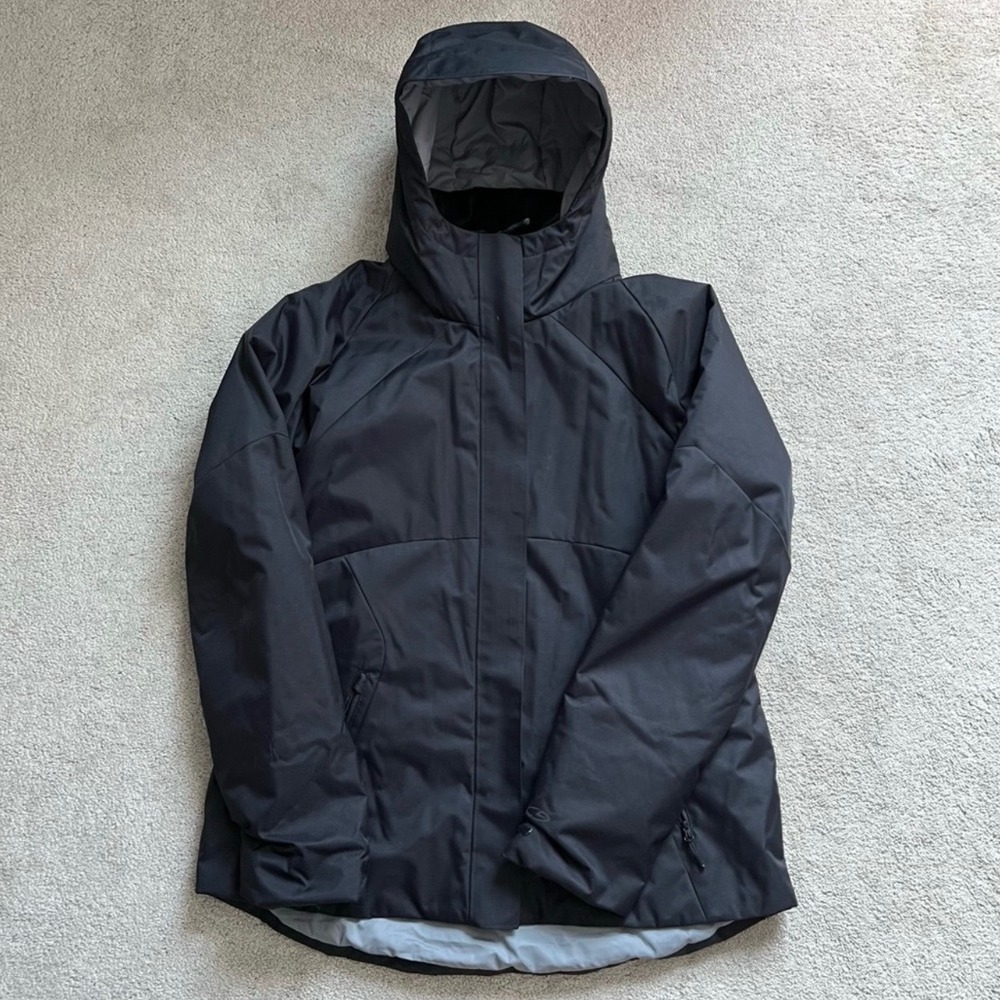 Champion Black Ski Winter Coat Mid Weight Jacket Thumb‎ Holes Hooded Women's L